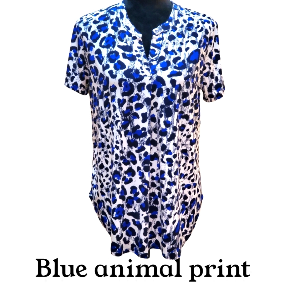 Blue Animal Print Blouse